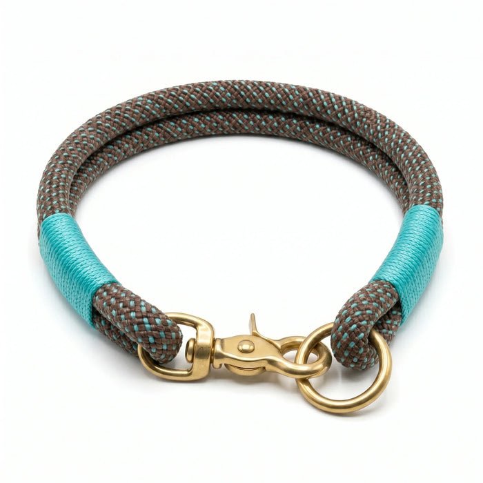 A Touch of Turquoise Handmade Rope Dog Collar with whipping