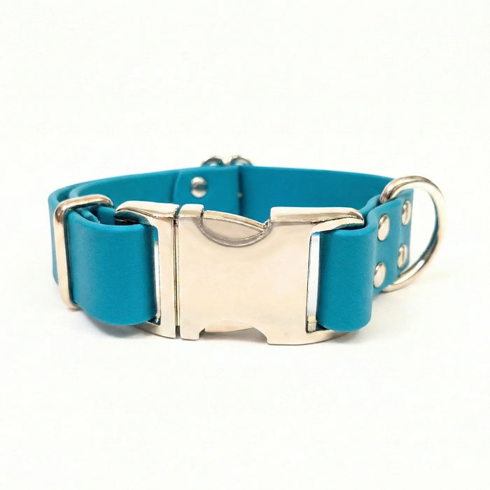 Turquoise Waterproof Biothane Metal Clasp Dog Collar