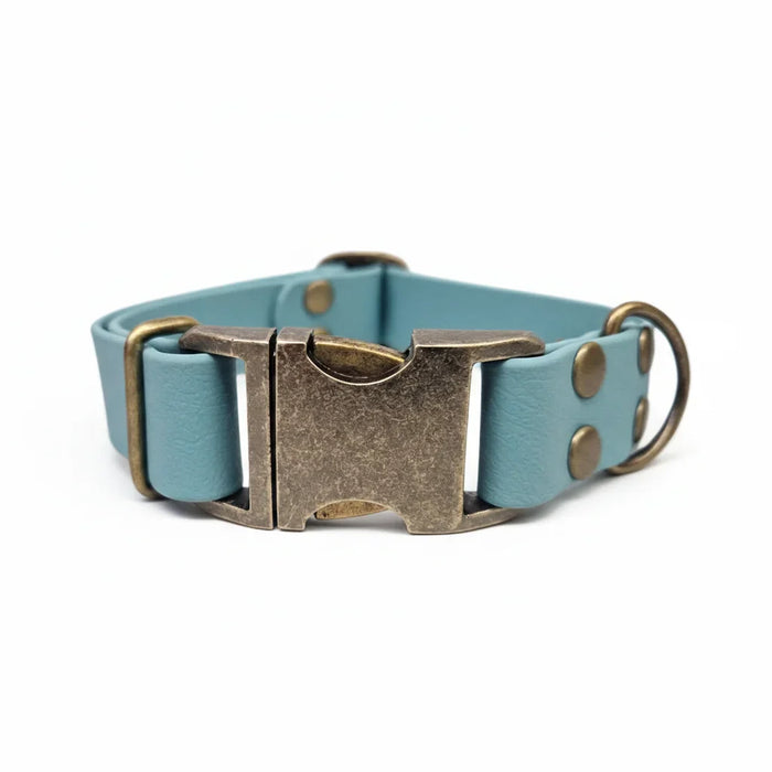 Duck Egg Blue Waterproof Biothane Metal Clasp Dog Collar