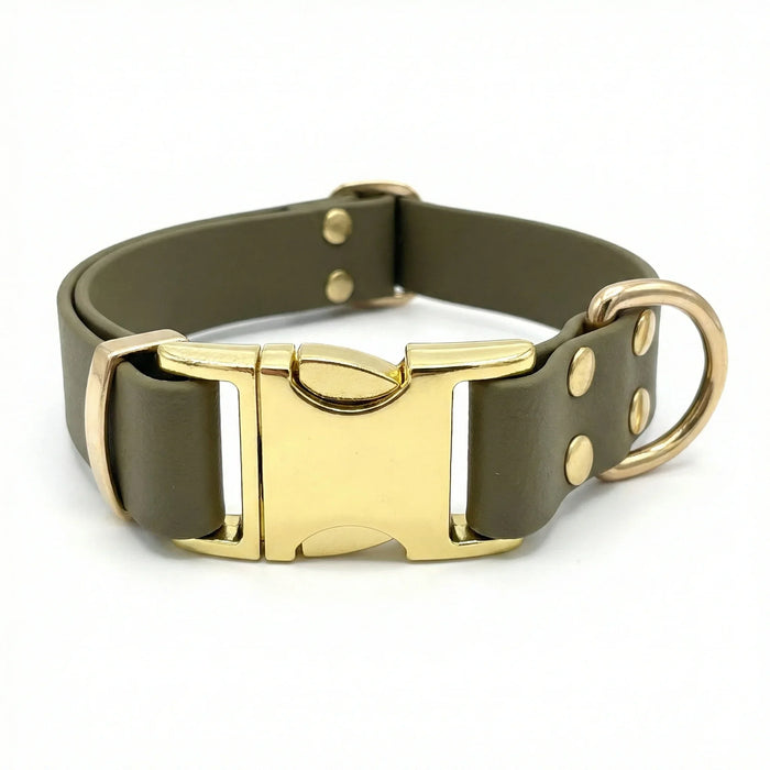Olive Waterproof Biothane Metal Clasp Dog Collar