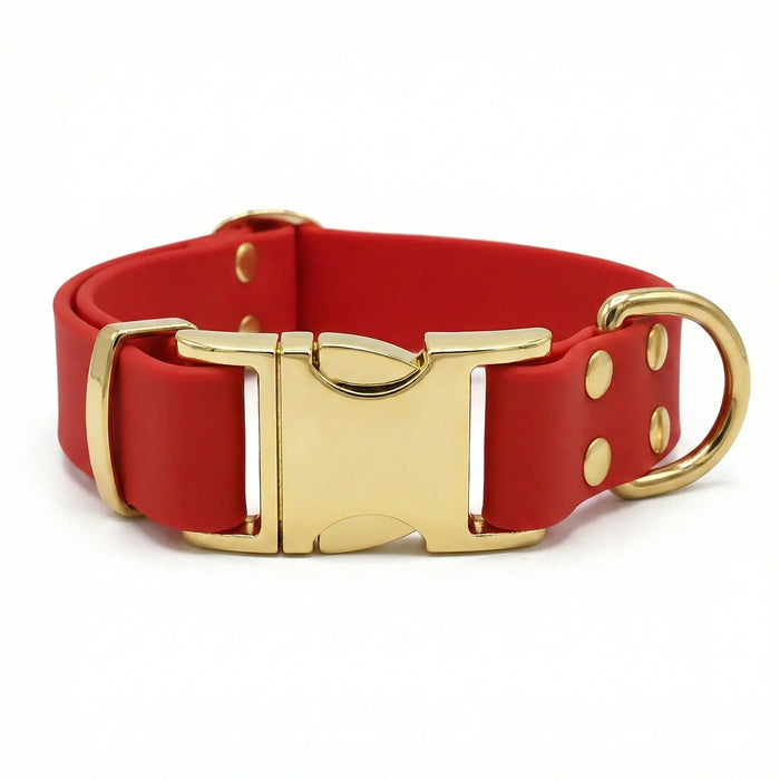 Red Waterproof Biothane Metal Clasp Dog Collar