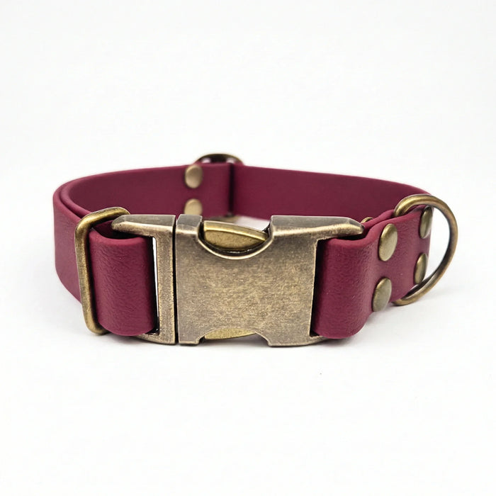 Wine Waterproof Biothane Metal Clasp Dog Collar
