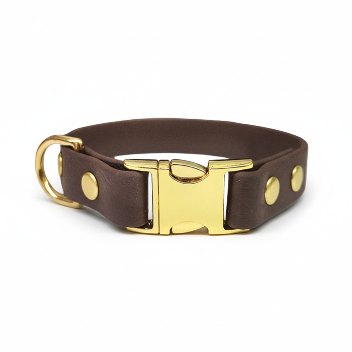 Dark Brown Small Breed Waterproof Biothane Dog Collar 21cm to 28cm Neck