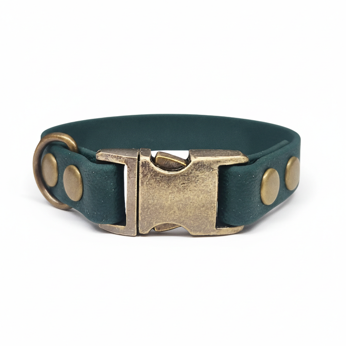 Dark Green Small Breed Waterproof Biothane Dog Collar 21cm to 28cm Neck