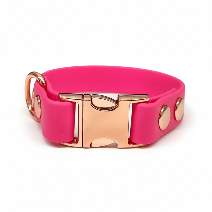 Fuchsia Small Breed Waterproof Biothane Dog Collar 21cm to 28cm Neck