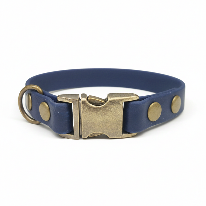 Navy Small Breed Waterproof Biothane Dog Collar 21cm to 28cm Neck