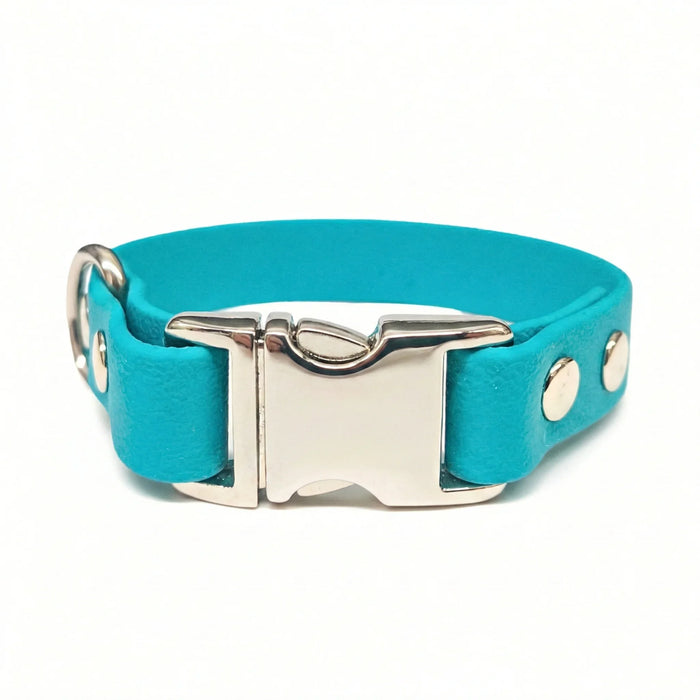 Teal Small Breed Waterproof Biothane Dog Collar 21cm to 28cm Neck