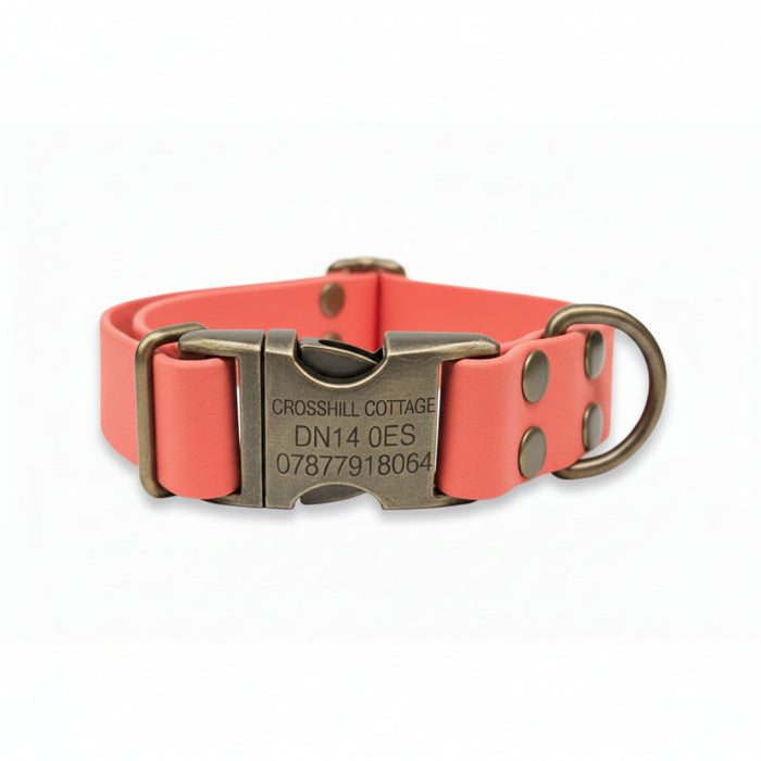 Coral Waterproof Biothane Metal Clasp Dog Collar