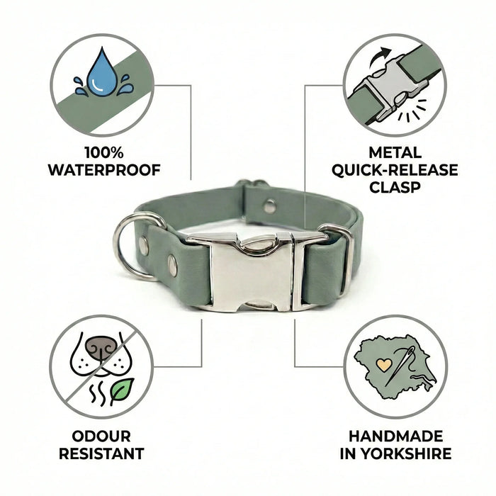 Country Green 38mm Wide Waterproof Biothane Metal Clasp Dog Collar