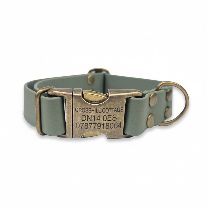 Country Green Waterproof Biothane Metal Clasp Dog Collar
