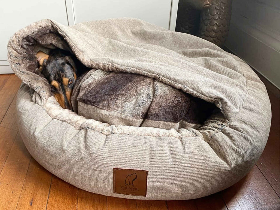 Beige Classic Comfort Cocoon Dog Bed (cushion base)