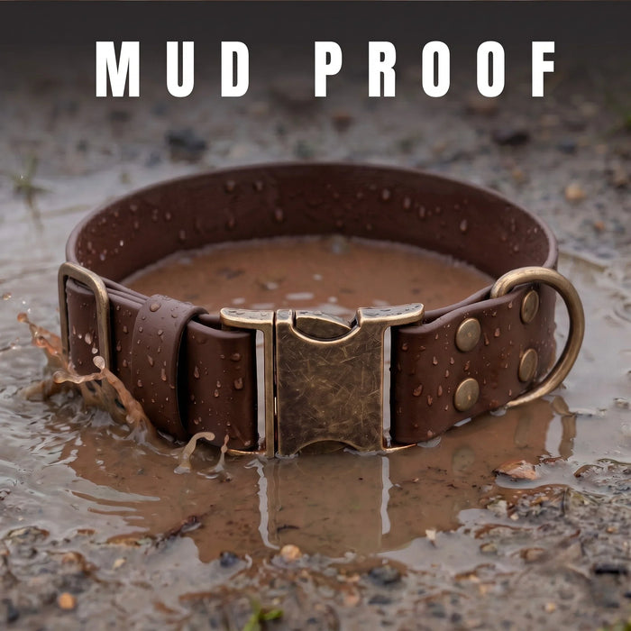 Dark Brown 38mm Wide Waterproof Biothane Metal Clasp Dog Collar
