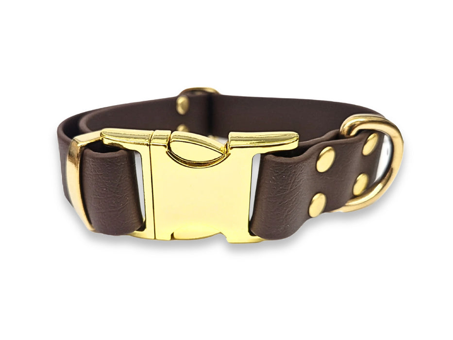 Dark Brown Waterproof Biothane Metal Clasp Dog Collar