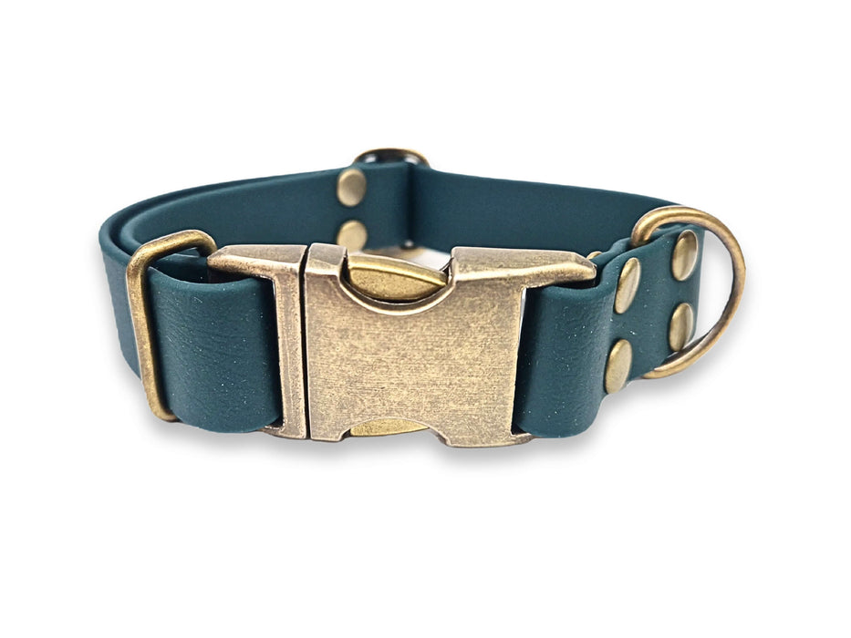 Dark Green Waterproof Biothane Metal Clasp Dog Collar