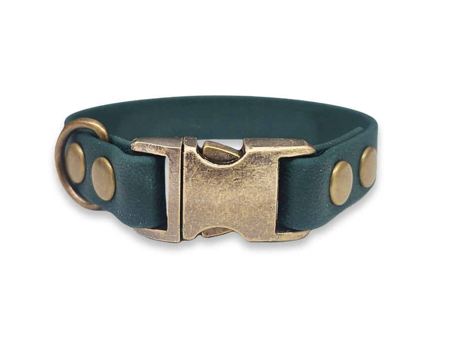 Dark Green Small Breed Waterproof Biothane Dog Collar 21cm to 28cm Neck