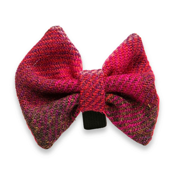 Deep Fuchsia Check Luxury Harris Tweed Dog Bow Tie