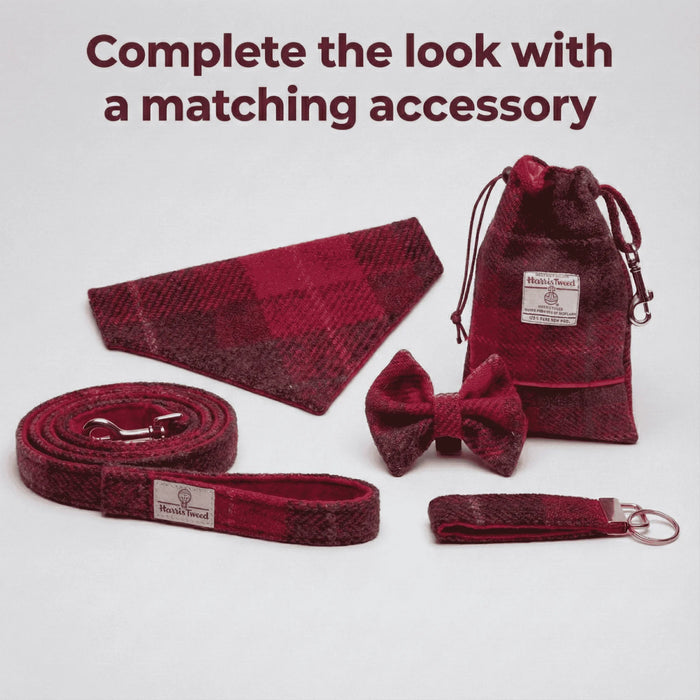 Extra Wide 38mm - Deep Fuchsia Harris Tweed Dog Collar