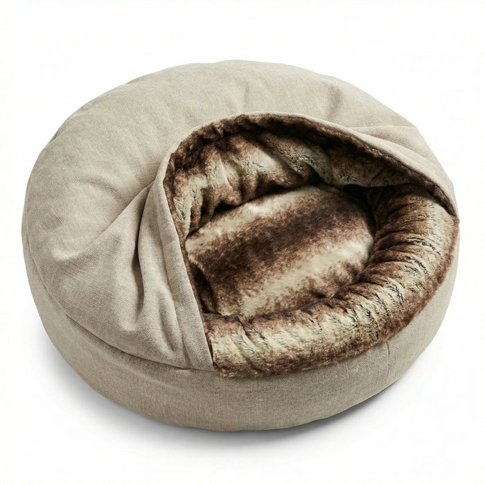 Beige Deluxe Comfort Cocoon Dog Bed