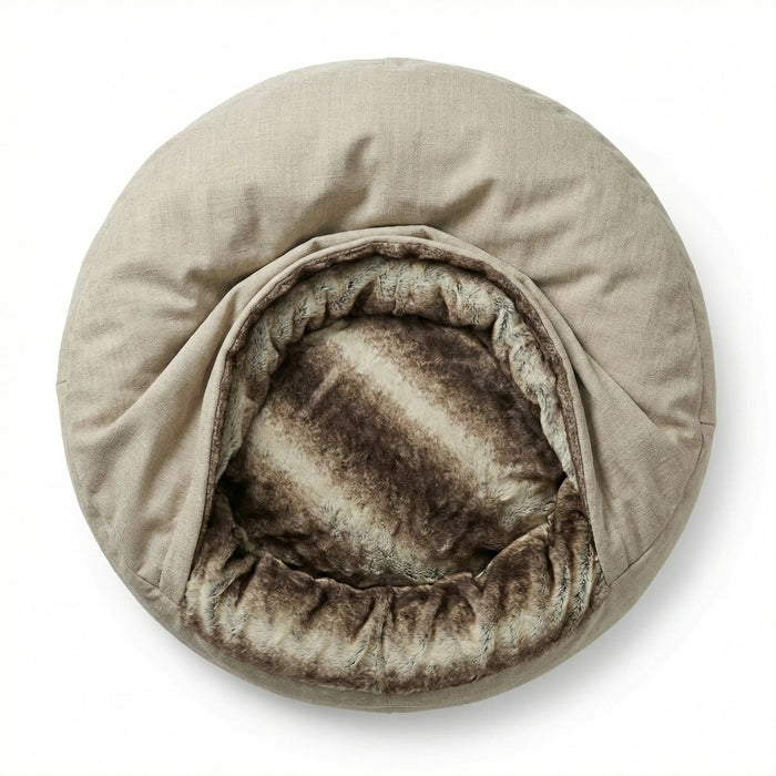 Beige Deluxe Comfort Cocoon Dog Bed