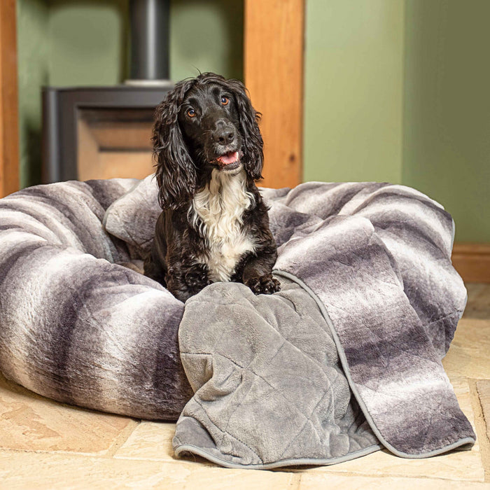 Luxury Grey Quilted Dog Blanket - Sofa Throw