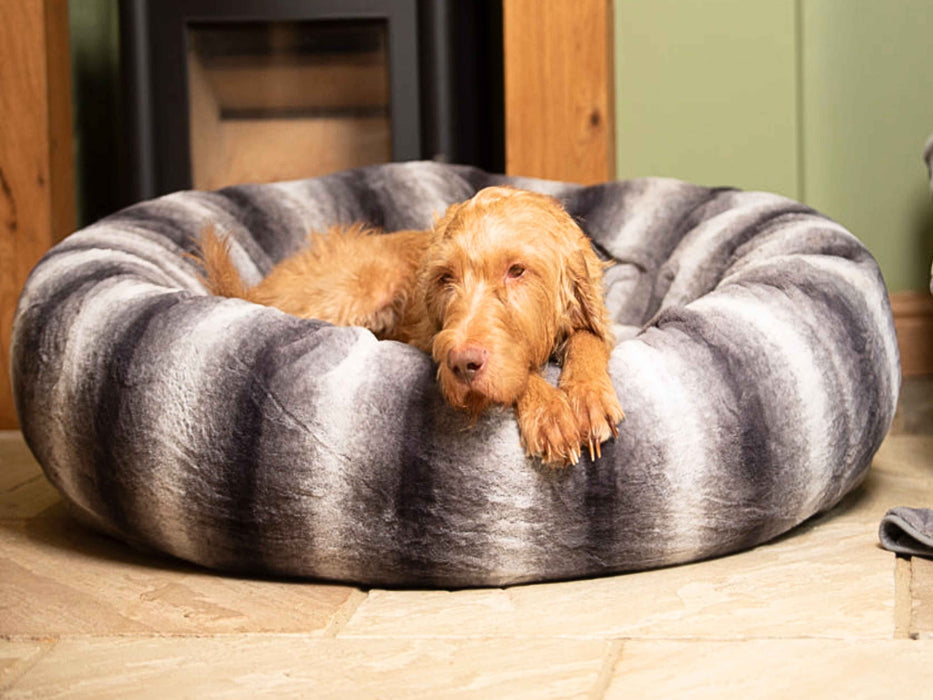 Grey Luxury Deluxe Donut Dog Bed