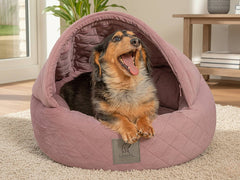 Collared Creatures Pink Quilted Velour Deluxe Comfort Cocoon Dog Cave Bed