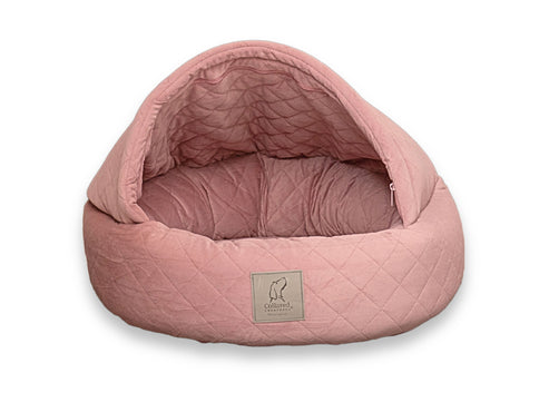 Collared Creatures Pink Quilted Velour Deluxe Comfort Cocoon Dog Cave Bed