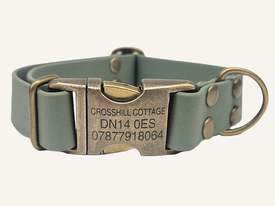 Country Green Small Breed Waterproof Biothane Dog Collar 21cm to 28cm Neck