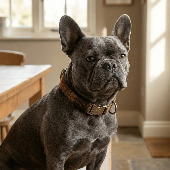 Autumnal Check Luxury Harris Tweed Dog Collar