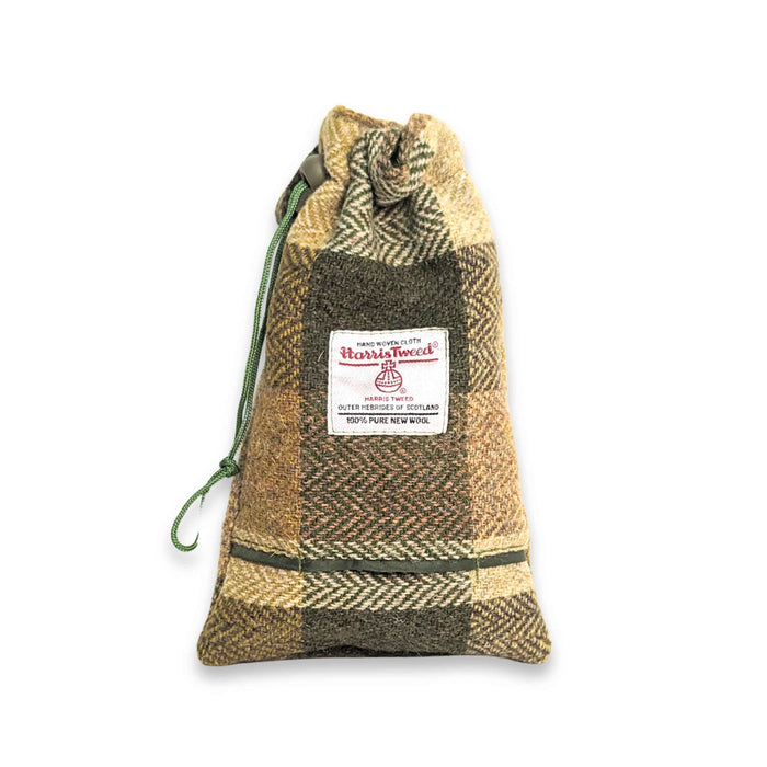 Green Block Herringbone Luxury Harris Tweed Treat Bag With Built-In Poop Bag Dispenser
