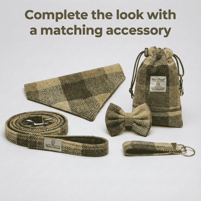 Extra Wide 38mm - Green Block Harris Tweed Dog Collar