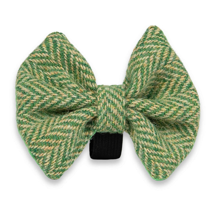 Green Herringbone Luxury Harris Tweed Dog Bow Tie
