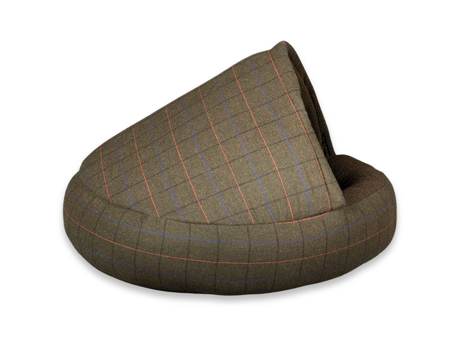 Luxury Green Tweed Deluxe Cocoon Dog Cave Bed