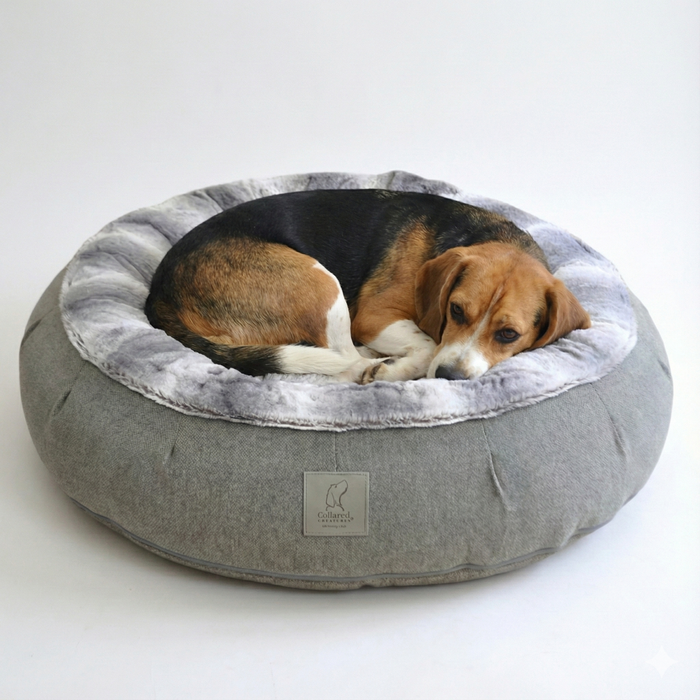 Grey Luxury Deluxe Donut Dog Bed