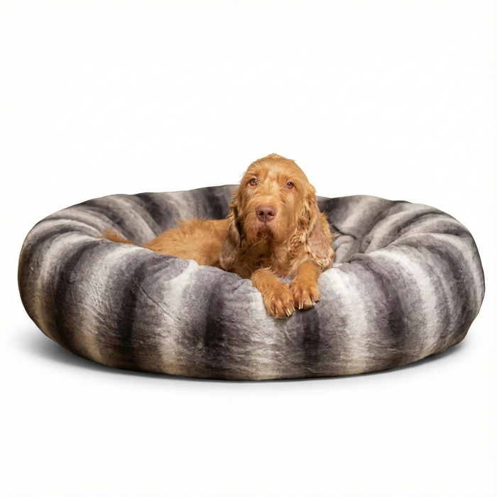 Grey Luxury Deluxe Donut Dog Bed