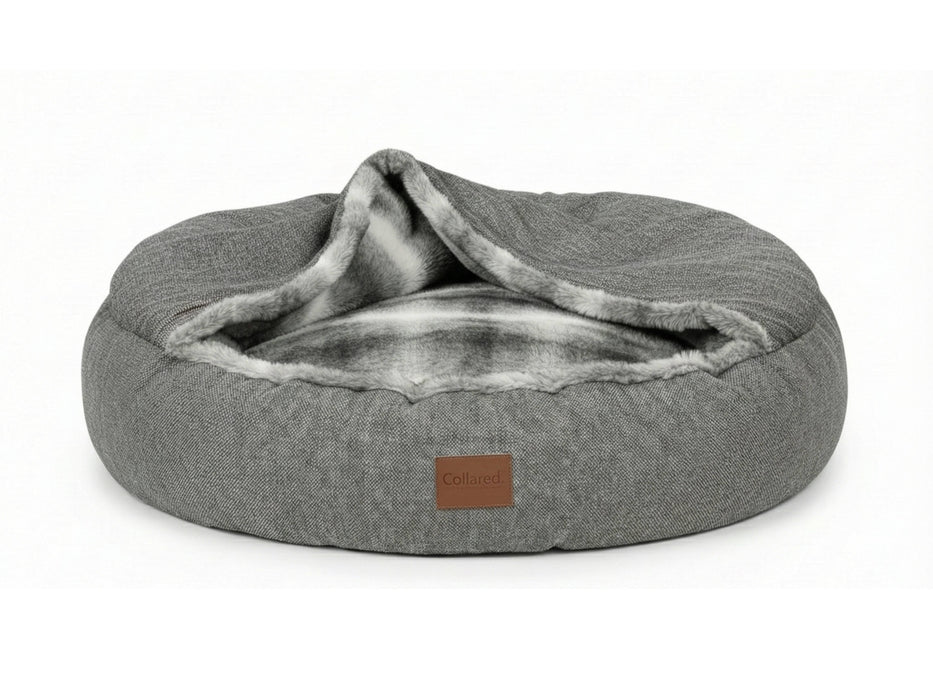 Grey Classic Comfort Cocoon Dog Bed (cushion base)