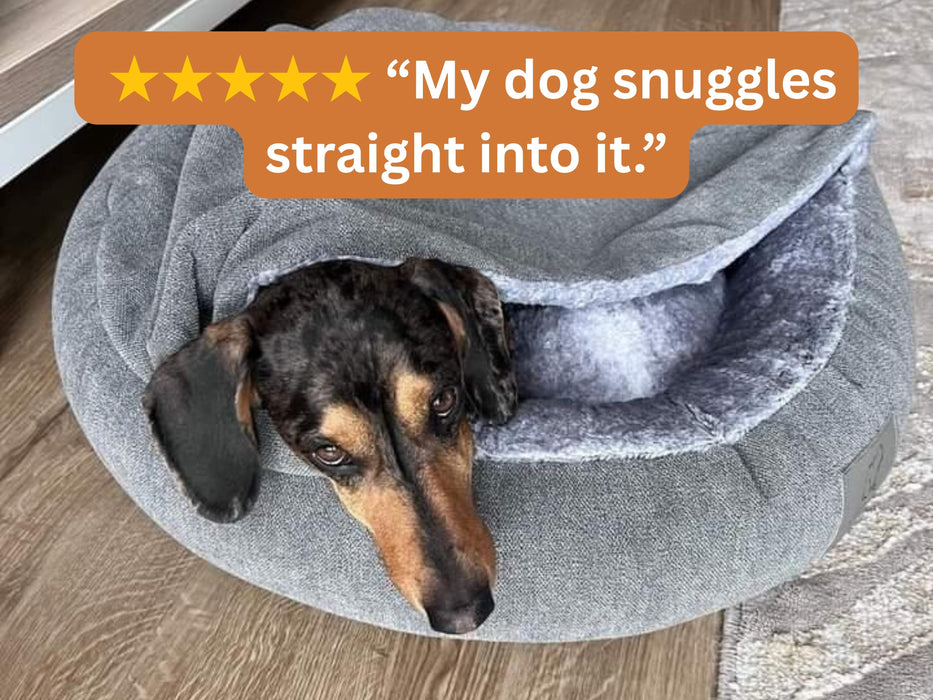 Grey Classic Comfort Cocoon Dog Bed (cushion base)