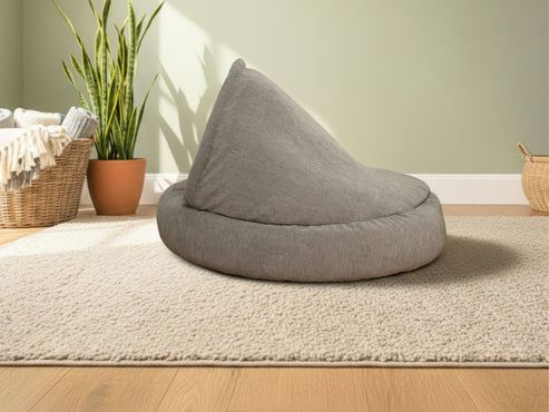 Collared Creatures - Grey Deluxe Cocoon Luxury Cave Dog Bed with New Grey Faux Fur Interior