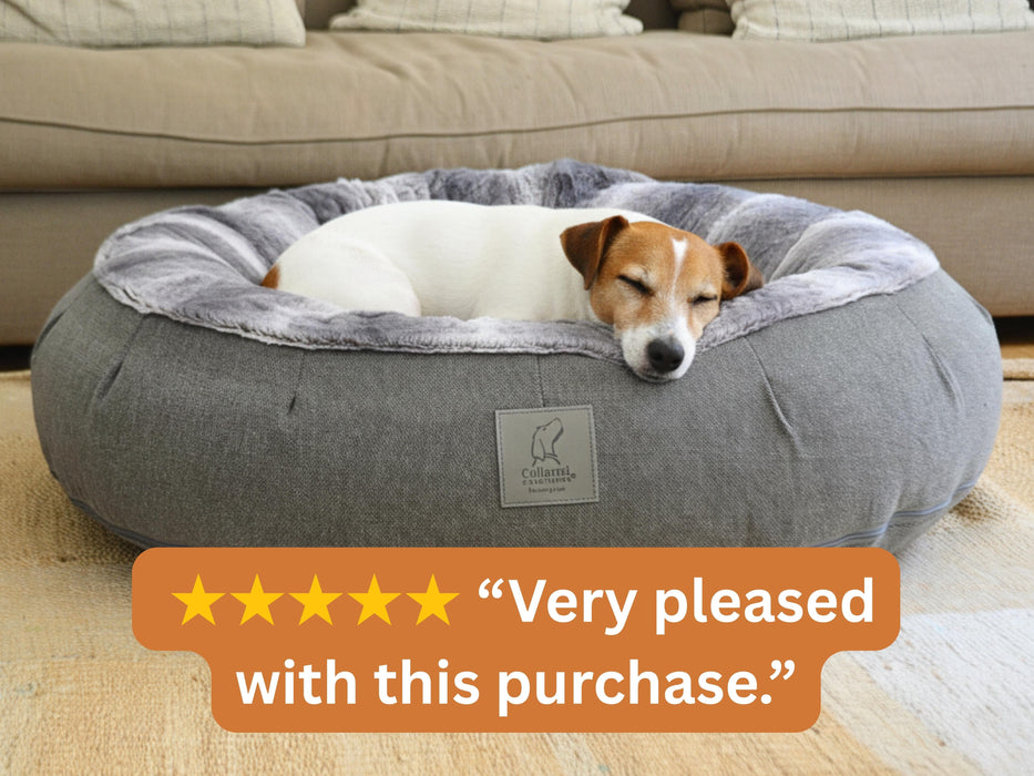 Grey Luxury Deluxe Donut Dog Bed
