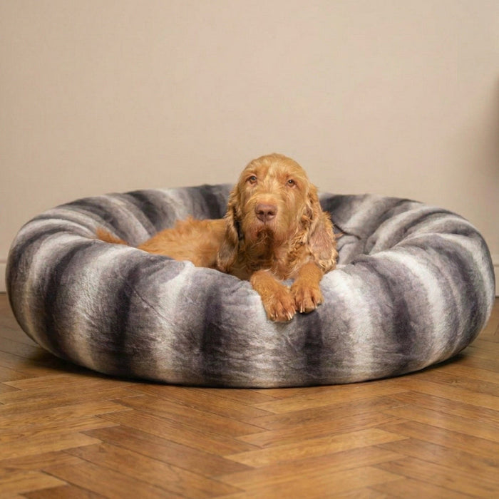 Grey Luxury Deluxe Donut Dog Bed