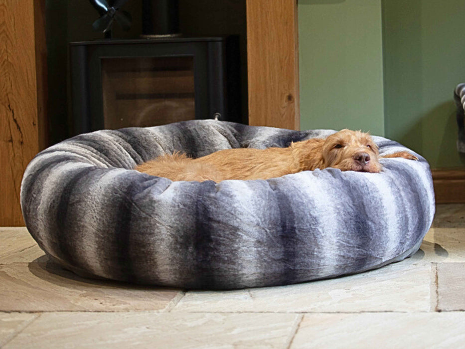 Grey Luxury Deluxe Donut Dog Bed