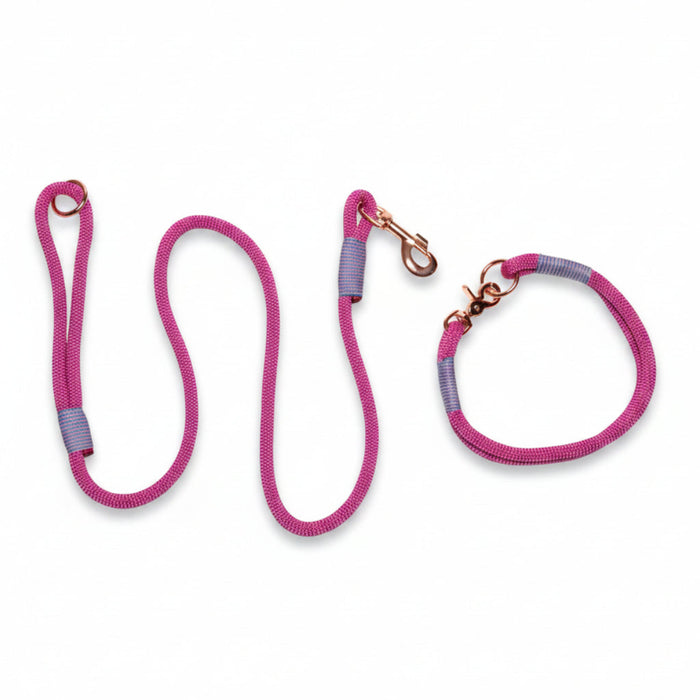 Passion Pink Handmade Rope Dog Collar with whipping