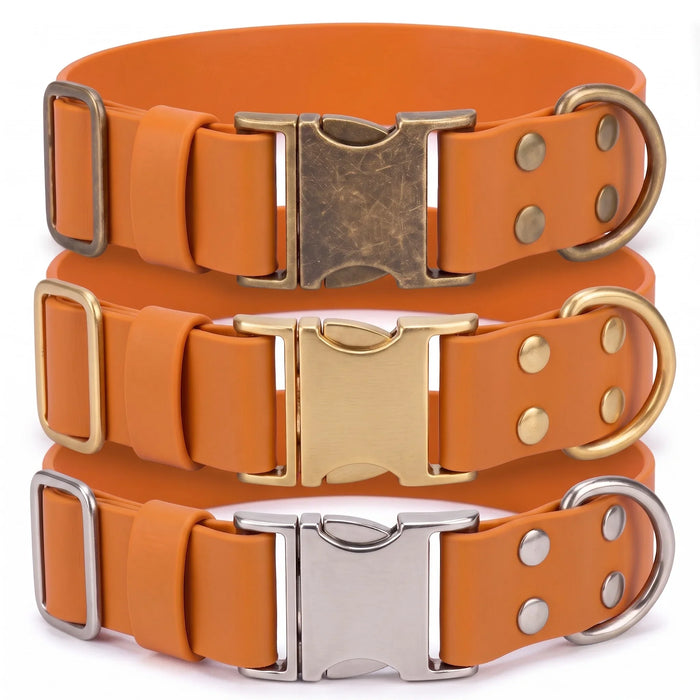 Burnt Orange 38mm Wide Waterproof Biothane Metal Clasp Dog Collar