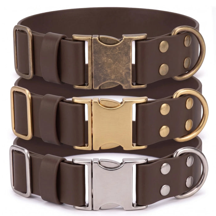 Dark Brown 38mm Wide Waterproof Biothane Metal Clasp Dog Collar