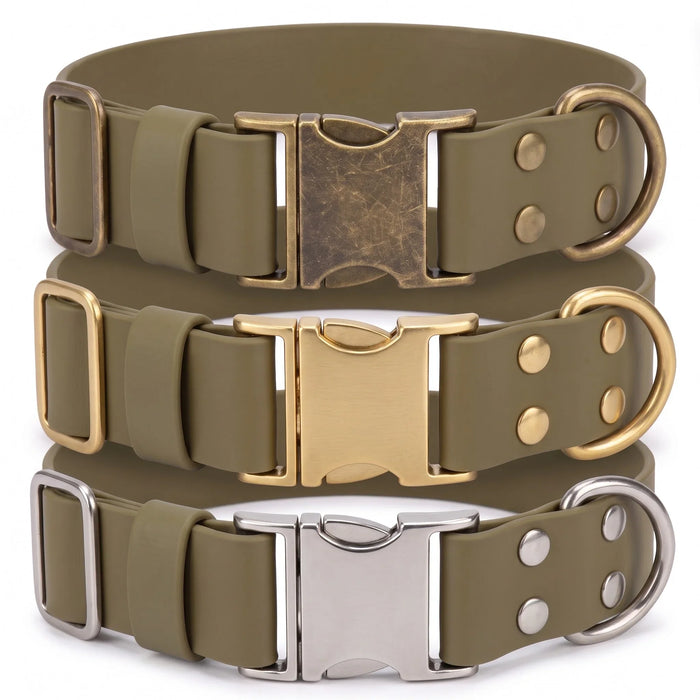 Olive 38mm Wide Waterproof Biothane Metal Clasp Dog Collar