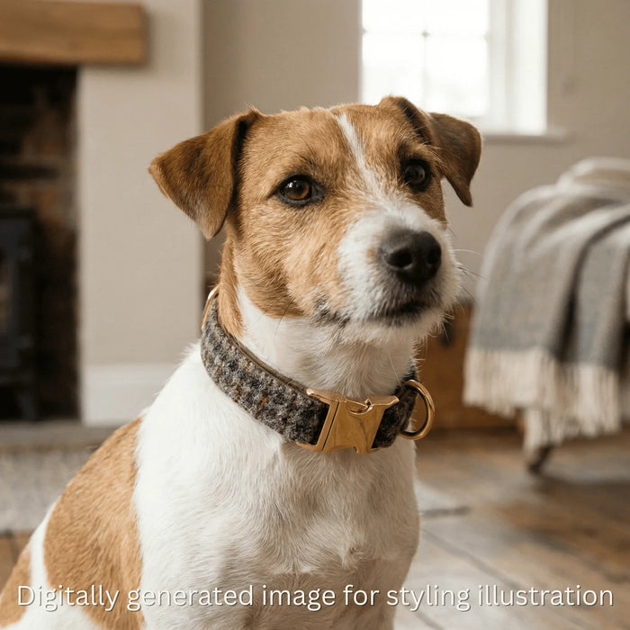 Autumn Houndstooth Luxury Harris Tweed Dog Collar