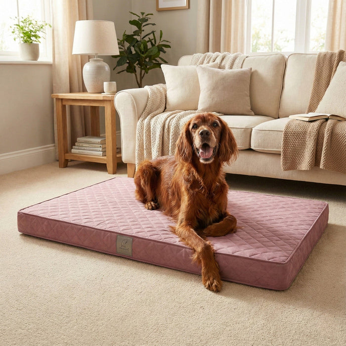 Collared Creatures Pink Velour Luxury Mattress Dog Bed