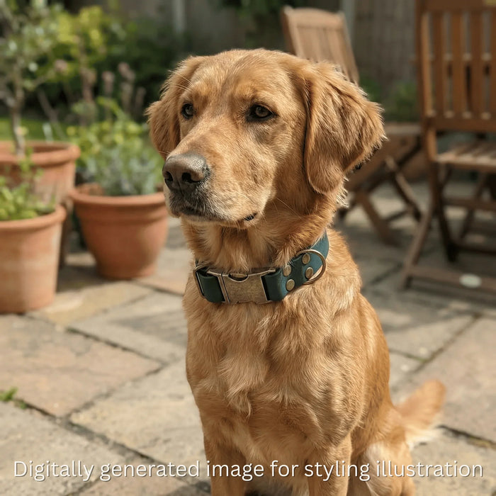 Dark Green Waterproof Biothane Metal Clasp Dog Collar