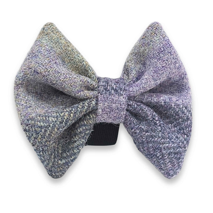 Lavender Block Check Luxury Harris Tweed Dog Bow Tie