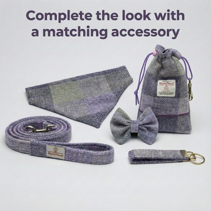 Lavender Block Check - Buckle Fastening Luxury Harris Tweed Dog Collar